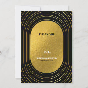 Svart & Guld Modern Minimalistisk Båge Bröllop Tack Kort