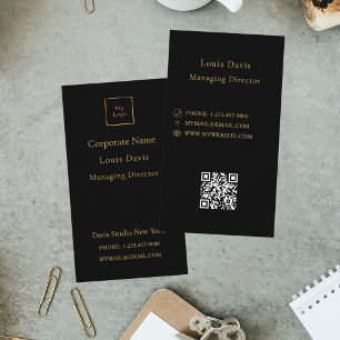 Svart guld modern minimalistisk premiumlogotyp visitkort