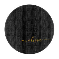 Svart Guld Modern Skript Flickaktig Monogram Namn