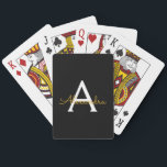 Svart Guld Modern Skript Flickaktig Monogram Namn Casinokort<br><div class="desc">Svart och Guld Enkel Skript Monogram Namn Spelkort. Detta gör den perfekta söta 16-årspresenten,  bröllop,  bröllopsdusch,  årsdag,  baby shower eller möhippa present till någon som älskar glamourösa lyxiga och chic stilar.</div>
