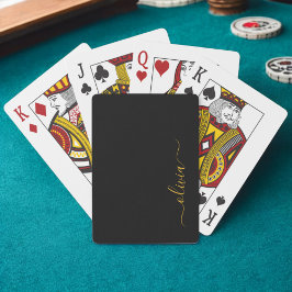 Svart Guld Modern Skript Flickaktig Monogramnamn Casinokort