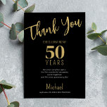 Svart guld modern typografi milstolpe födelsedag  tack kort<br><div class="desc">Enkel modern fet typografi valfri ålder milstolpe födelsedag tackkortsmall med din egen text och signatur.</div>