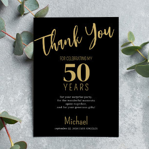 Svart guld modern typografi milstolpe födelsedag  tack kort