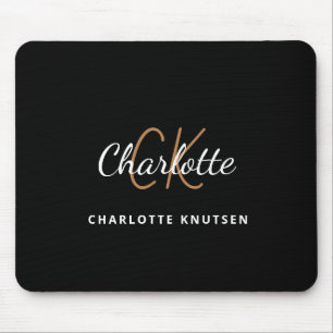 Svart guld monogram initails namn minimalist musmatta