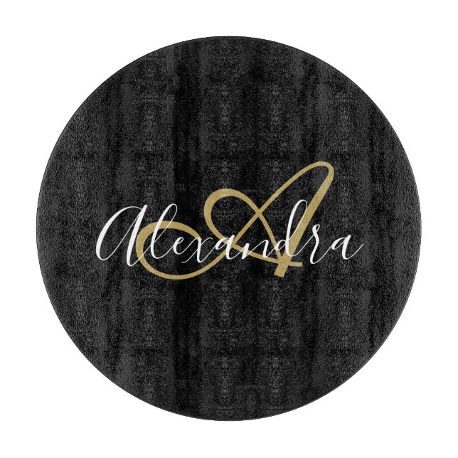 Svart Guld Monogram Initial Namn Kock (Framsidan)