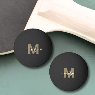 Svart Guld Monogram Initial Namn Pingisboll