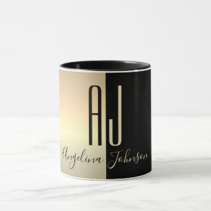 Svart Guld Monogram Mugg