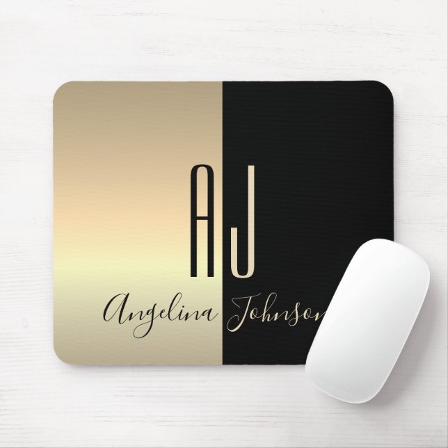 Svart Guld Monogram Musmatta (Med mus)