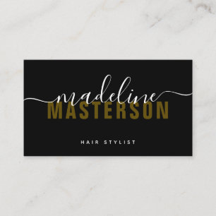 Svart Guld Monogram-skript Namnteckning Hair Styli Visitkort