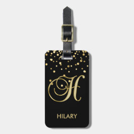 Svart guld- Monogrambrev "H" för elegant med namn Bagagebricka