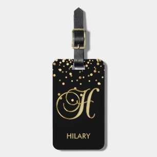 Svart guld- Monogrambrev "H" för elegant med namn Bagagebricka
