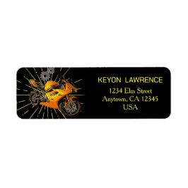 Svart & Guld Motorcykel Motorcykel Cykel Custom Returadress Etikett