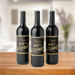 Svart guld musik noter vinflaska etikett<br><div class="desc">Ett vin eller ett mousserande vin flaska-märke för en elegant svart och guld var temat 60 födelsedagsfester. Mallar för namn, ålder och datum för party. Golden färgad brev. Den svarta bakgrunden färg och faux guld ram och guldmusik noter. Du kan ändra bakgrunden till färg så att den matchar ditt tema....</div>