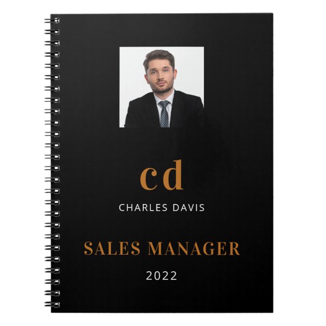 Svart guld namn initialer foto affär anteckningsbok (Framsidan)