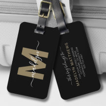 Svart Guld Namn Monogram