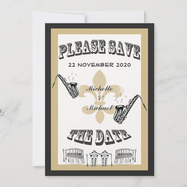 Svart Guld New Orleans Jazz Spara Datumet (Framsida)