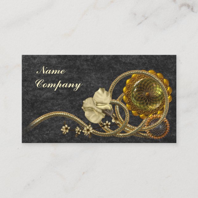 Svart & guld- nostalgi visitkort (Framsida)
