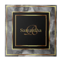 Svart Guld och Grått Geometrisk marmor