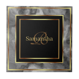 Svart Guld och Grått Geometrisk marmor Kakelplatta