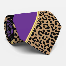 Svart, Guld och Lila Diagonal Rand Leopard Slips