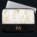 Svart Guld och Marble Monogram Elegant Luxury Laptop Fodral<br><div class="desc">Klassisk lyxdesign för eleganter med svart guld och marmor med monogram. Mallen har konfigurerats så du behöver bara lägga till ditt namn för att slutföra designen. Matchande tillbehör i butiken.</div>