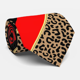 Svart, Guld och Red Diagonal Rand Leopard Slips