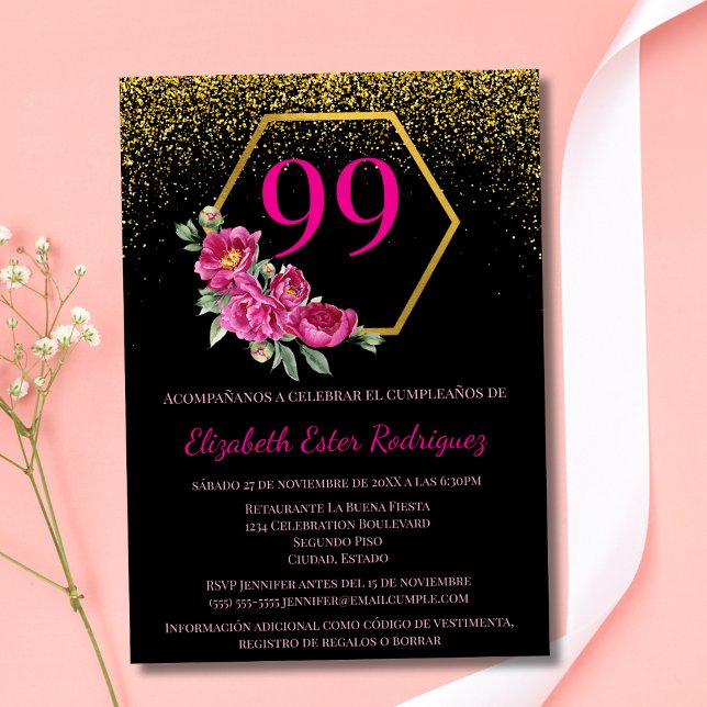 Svart Guld och Rosa i den spanska feta Chicen 99:e Inbjudningar (Skapare uppladdad)