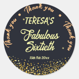 Svart, guld och svart fantastiska 60-årsdagen runt klistermärke