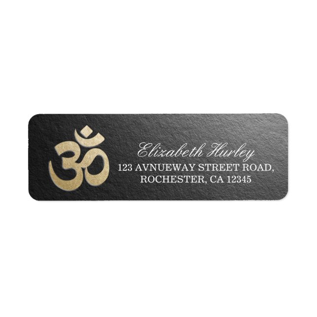 Svart & Guld OM Symbol Yoga Mediation Instructor Returadress Etikett (Framsidan)