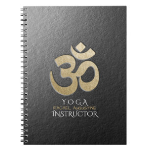 Svart & Guld OM-symbol YOGA Meditation-instruktor Anteckningsbok Med Spiral