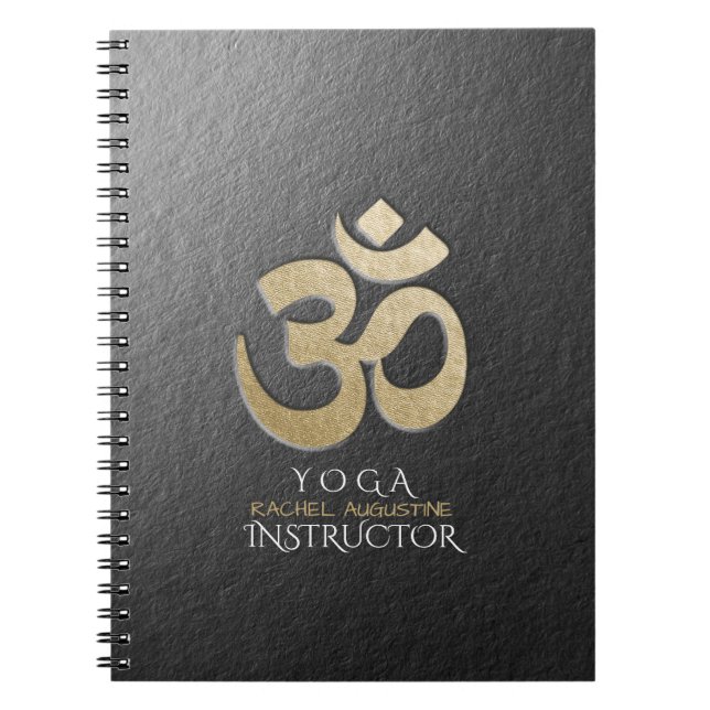 Svart & Guld OM-symbol YOGA Meditation-instruktor Anteckningsbok Med Spiral (Framsidan)