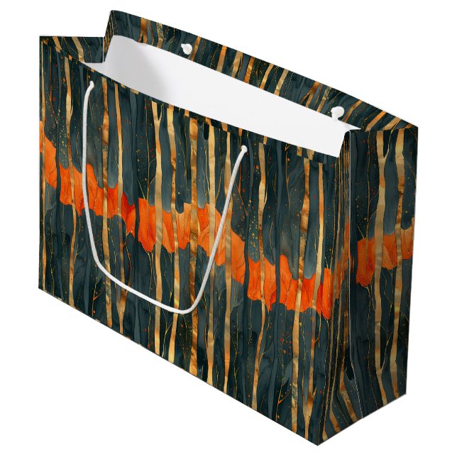Svart guld orange Art Nouveau-ränder (Framsidan Vinklad)