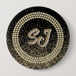 Svart & Guld Pageantknapp Lyx Monogram Knapp
