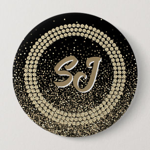Svart & Guld Pageantknapp Lyx Monogram Knapp