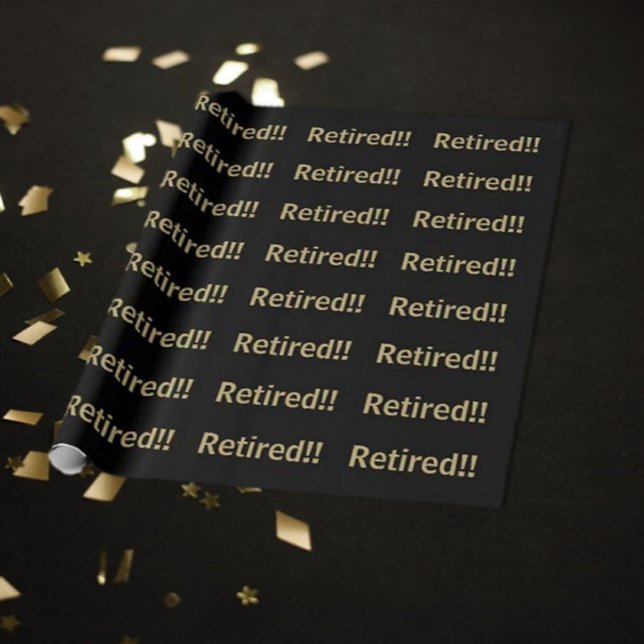 Svart/guld-pensionerad gåva som omsluter papper presentpapper (Skapare uppladdad)