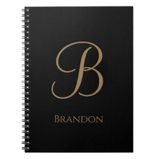 Svart Guld Personligt Namn och Monogram Anteckningsbok