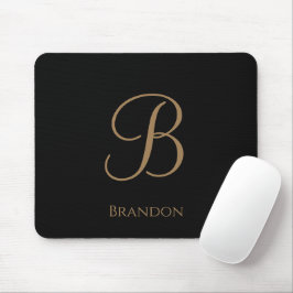 Svart Guld Personligt Namn och Monogram Musmatta