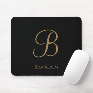 Svart Guld Personligt Namn och Monogram Musmatta