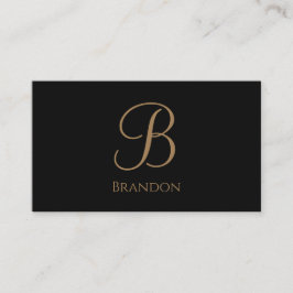 Svart Guld Personligt Namn och Monogram Visitkort