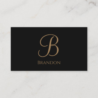 Svart Guld Personligt Namn och Monogram Visitkort
