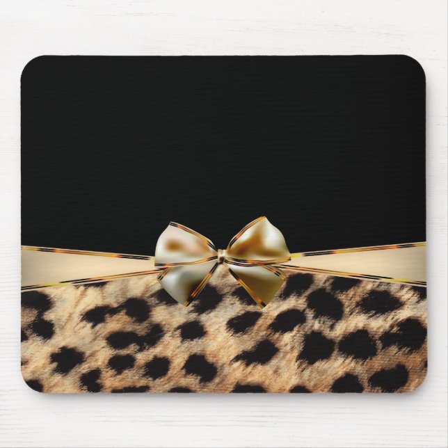 Svart & Guld Pilbow Leopard Gepard Djurtryck Musmatta (Framsidan)