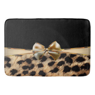 Svart & Guld Pilgott Leopard Djurluck Badrumsmatta