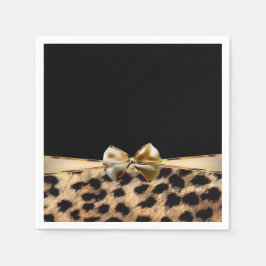 Svart & Guld Piltryck Leopard Gepard Djurtryck Pappersservett