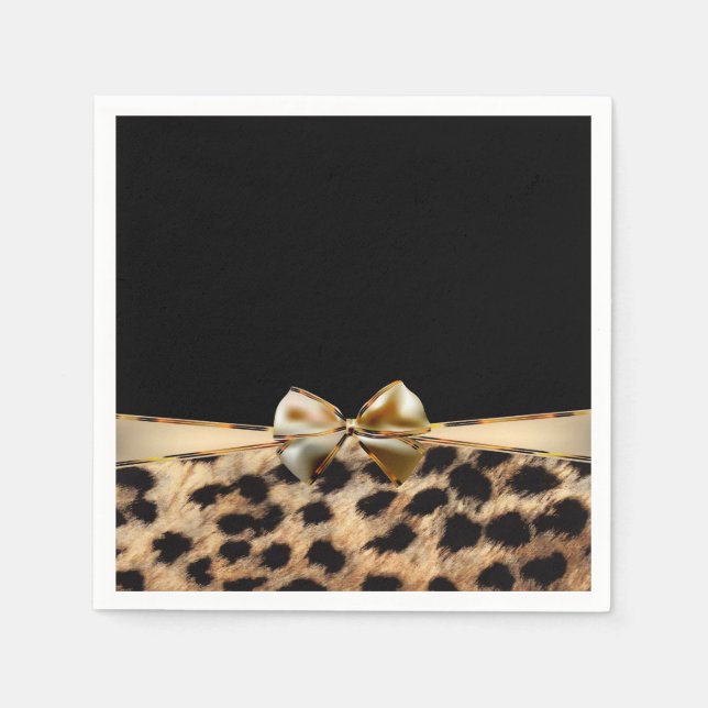 Svart & Guld Piltryck Leopard Gepard Djurtryck Pappersservett (Framsidan)
