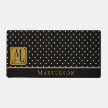 Svart & guld polka prick monogram med efternamn