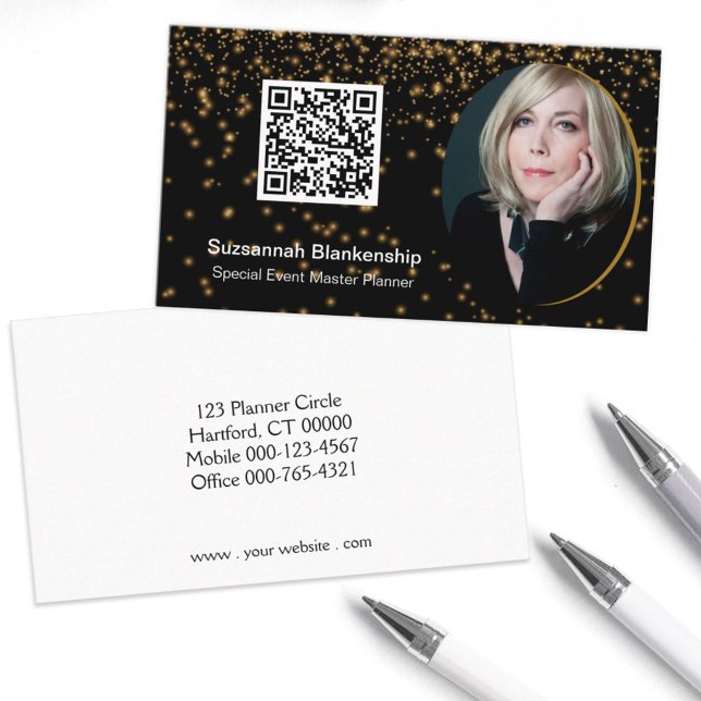 Svart Guld-Professionell, Anpassningsbar Foto QR-k Visitkort (Skapare uppladdad)