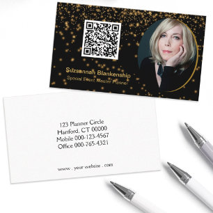 Svart Guld-Professionell, Anpassningsbar Foto QR-k Visitkort