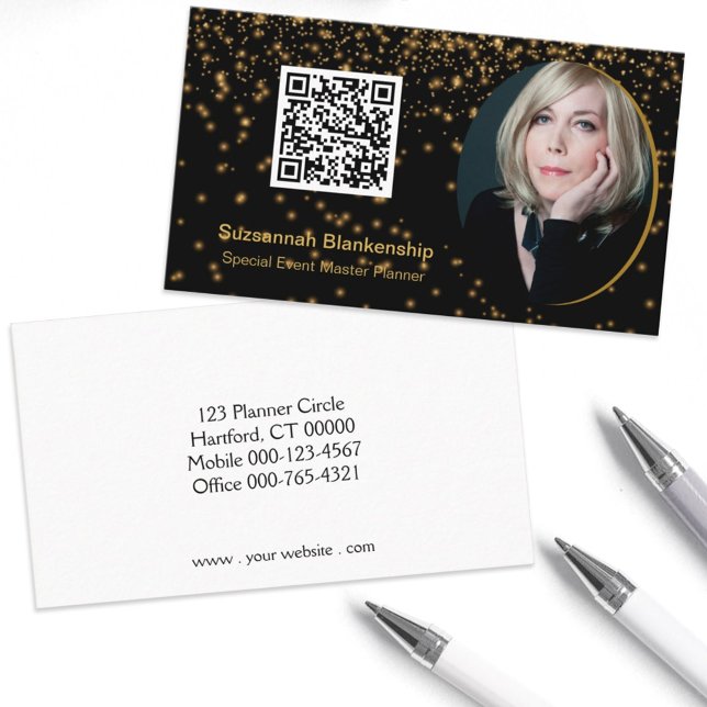 Svart Guld-Professionell, Anpassningsbar Foto QR-k Visitkort (Skapare uppladdad)