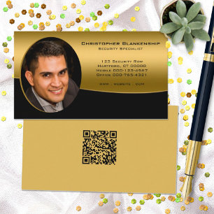 Svart Guld-Professionell, Anpassningsbar Foto QR-k Visitkort