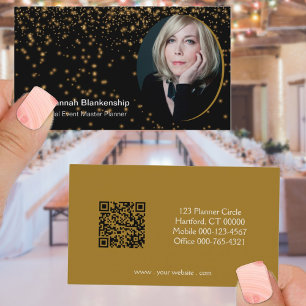 Svart Guld-Professionell, Anpassningsbar Foto QR-k Visitkort